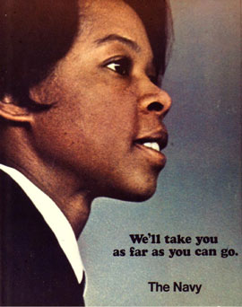 A Navy recruting poster with a woman's face